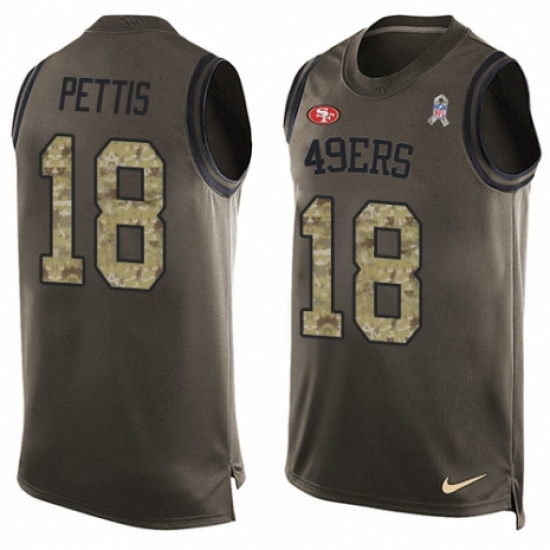 Men's Nike San Francisco 49ers #18 Dante Pettis Limited Green Salute to Service Tank Top NFL Jersey - Ujersey