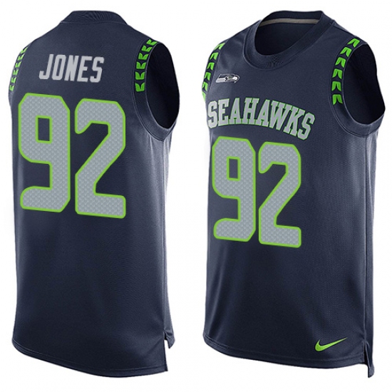 Men's Nike Seattle Seahawks #92 Nazair Jones Limited Steel Blue Player Name & Number Tank Top NFL Jersey - Ujersey
