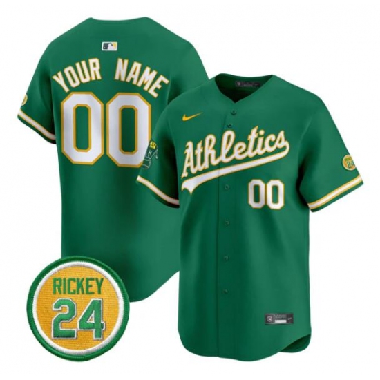 Men's Oakland Athletics Active Player Custom Green Rickey Henderson Patch Vapor Premier Limited Stitched Baseball Jersey - Ujersey
