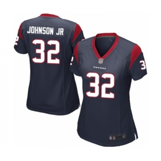 Women's Houston Texans #32 Lonnie Johnson Game Navy Blue Team Color Football Jersey - Ujersey