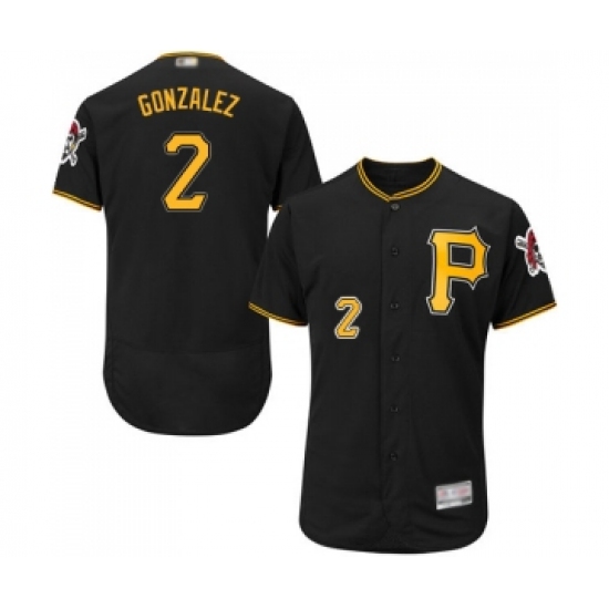 Men's Pittsburgh Pirates #2 Erik Gonzalez Black Alternate Flex Base Authentic Collection Baseball Jersey - Ujersey