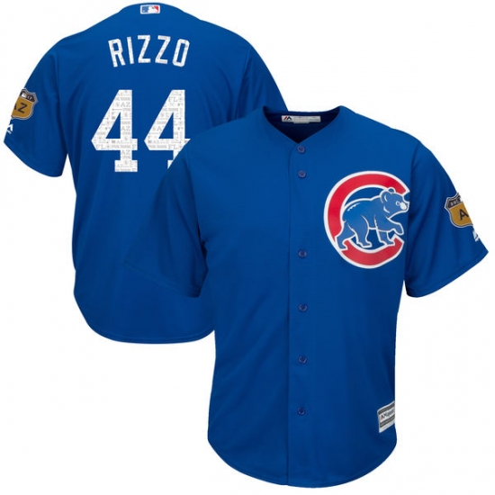 Youth Majestic Chicago Cubs #44 Anthony Rizzo Authentic Royal Blue 2017 Spring Training Cool Base MLB Jersey - Ujersey