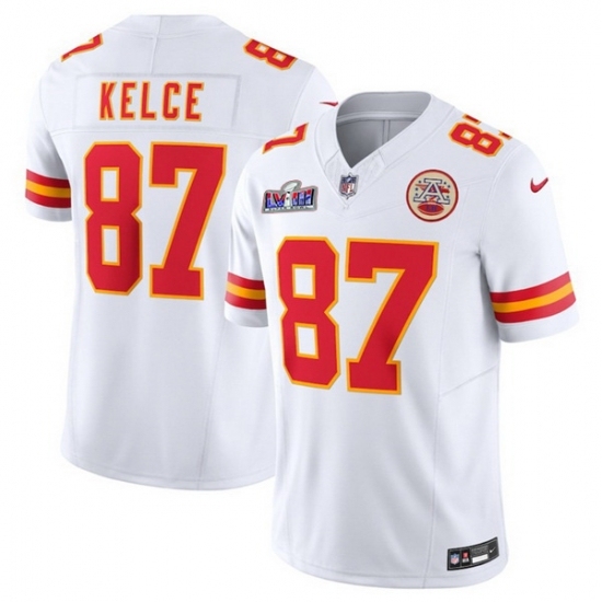 Men's Kansas City Chiefs #87 Travis Kelce White 2023 F U S E Vapor Untouchable Limited Stitched 2024 Super Bowl LVIII Jersey - Ujersey