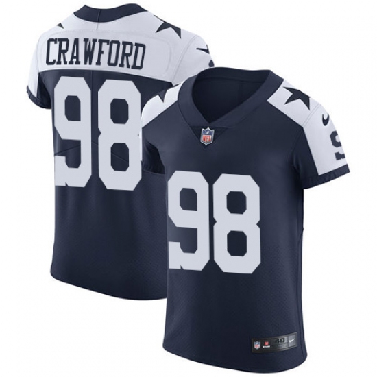 Men's Nike Dallas Cowboys #98 Tyrone Crawford Navy Blue Throwback Alternate Vapor Untouchable Elite Player NFL Jersey - Ujersey