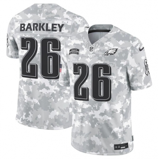 Men's Philadelphia Eagles #26 Saquon Barkley 2024 F.U.S.E Arctic Camo Salute To Service Limited Stitched Football Jersey - Ujersey
