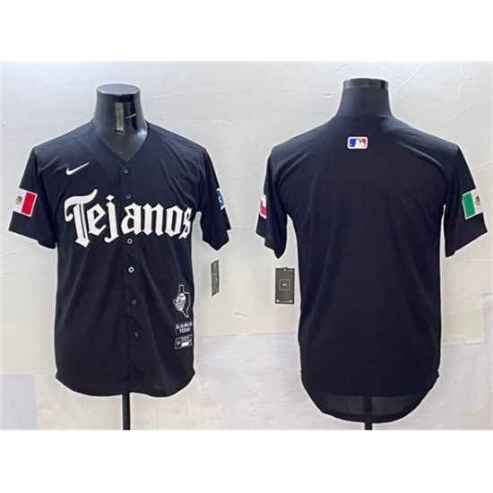 Men's Texas Rangers Blank Black Mexico 2025 Vapor Premier Limited Stitched Baseball Jersey - Ujersey