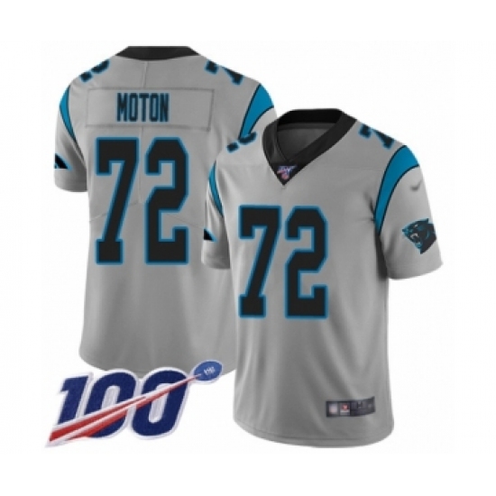 Men's Carolina Panthers #72 Taylor Moton Silver Inverted Legend Limited 100th Season Football Jersey - Ujersey