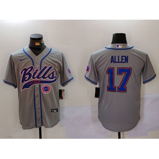 Men's Buffalo Bills #17 Josh Allen Grey Team Cool Base Stitched Baseball Jerseys - Ujersey