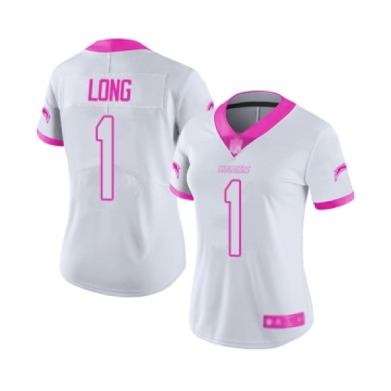 Women's Los Angeles Chargers #1 Ty Long Limited White Pink Rush Fashion Football Jersey - Ujersey