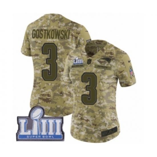 Women's Nike New England Patriots #3 Stephen Gostkowski Limited Camo 2018 Salute to Service Super Bowl LIII Bound NFL Jersey - Ujersey