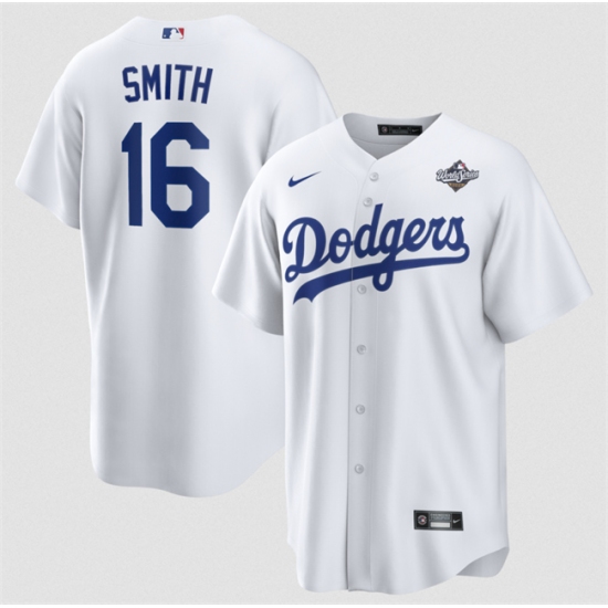 Men's Los Angeles Dodgers #16 Will Smith White 2025 World Series Home Cool Base Stitched Baseball Jersey - Ujersey