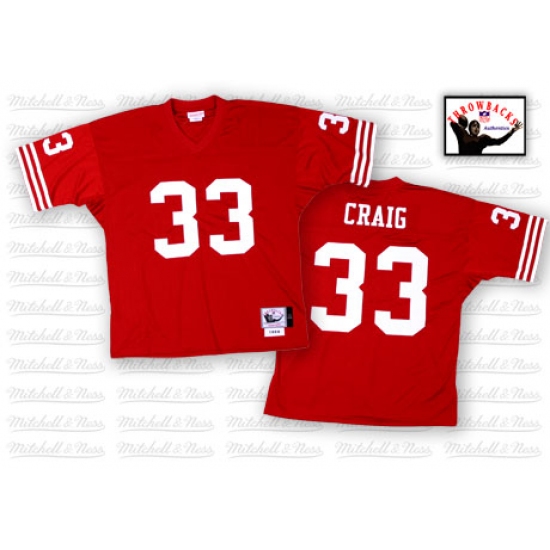 Mitchell and Ness San Francisco 49ers #33 Roger Craig Authentic Red Team Color Throwback NFL Jersey - Ujersey