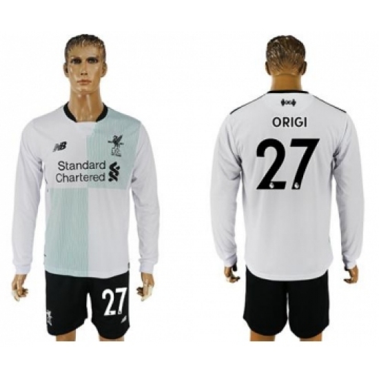 Liverpool #27 Origi Away Long Sleeves Soccer Club Jersey