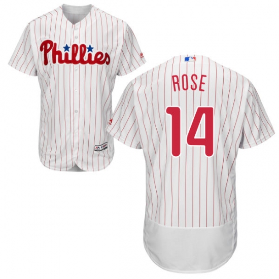 Men's Majestic Philadelphia Phillies #14 Pete Rose White Home Flex Base Authentic Collection MLB Jersey - Ujersey