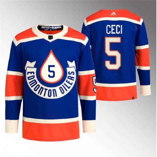 Men's Edmonton Oilers #5 Cody Ceci 2023 Royal Heritage Classic Primegreen Stitched Jersey - Ujersey