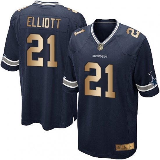 Youth Nike Dallas Cowboys #21 Ezekiel Elliott Elite Navy/Gold Team Color NFL Jersey - Ujersey