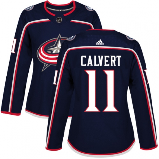 Women's Adidas Columbus Blue Jackets #11 Matt Calvert Authentic Navy Blue Home NHL Jersey