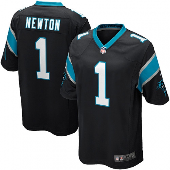 Men's Nike Carolina Panthers #1 Cam Newton Game Black Team Color NFL Jersey - Ujersey
