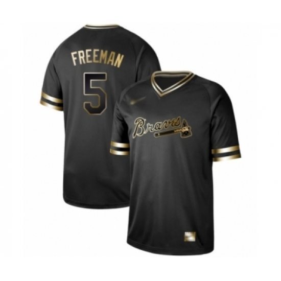Men's Atlanta Braves #5 Freddie Freeman Authentic Black Gold Fashion Baseball Jersey - Ujersey