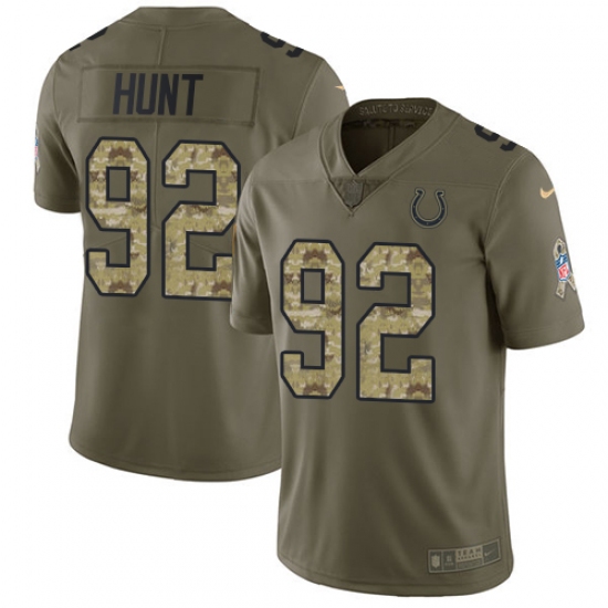 Youth Nike Indianapolis Colts #92 Margus Hunt Limited Olive/Camo 2017 Salute to Service NFL Jersey - Ujersey