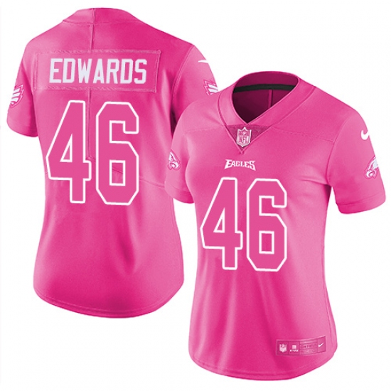 Women's Nike Philadelphia Eagles #46 Herman Edwards Limited Pink Rush Fashion NFL Jersey - Ujersey