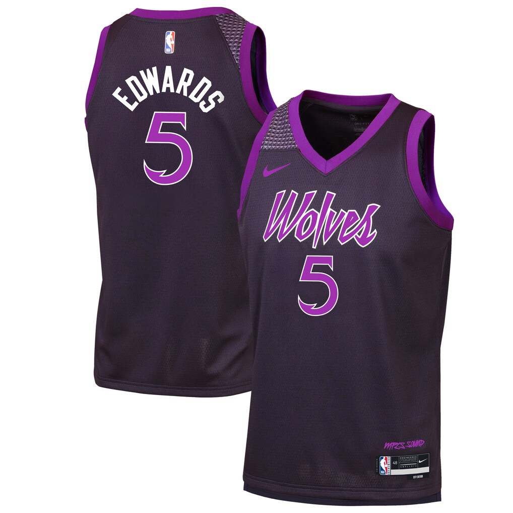 Youth Minnesota Timberwolves Anthony Edwards Nike Purple 2025/26 City Edition Swingman Jersey - Ujersey NHL