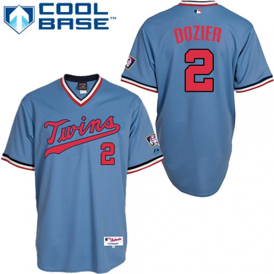 Men's Majestic Minnesota Twins #2 Brian Dozier Authentic Light Blue 1984 Turn Back The Clock MLB Jersey - Ujersey