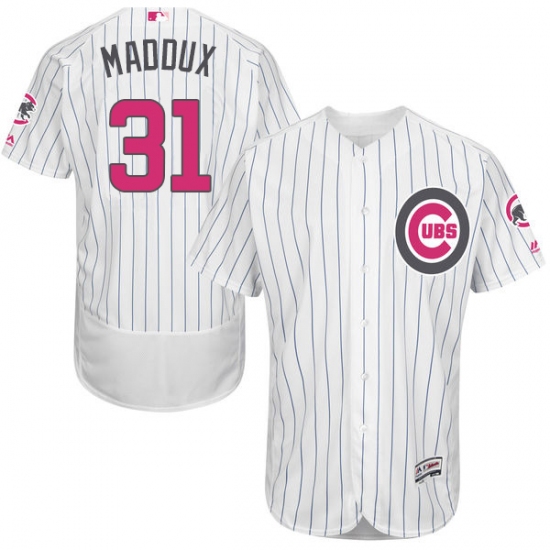 Men's Majestic Chicago Cubs #31 Greg Maddux Authentic White 2016 Mother's Day Fashion Flex Base MLB Jersey - Ujersey