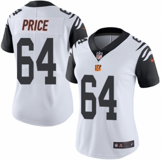 Women's Nike Cincinnati Bengals #64 Billy Price Limited White Rush Vapor Untouchable NFL Jersey - Ujersey