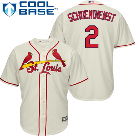 Youth Majestic St. Louis Cardinals #2 Red Schoendienst Authentic Cream Alternate Cool Base MLB Jersey - Ujersey