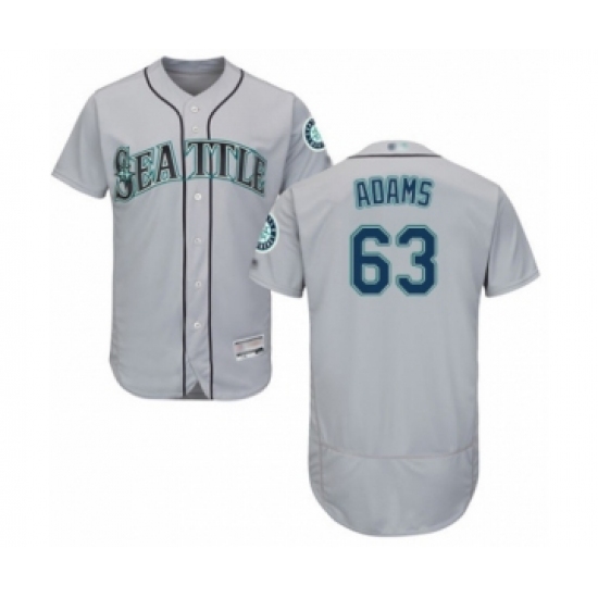 Men's Seattle Mariners #63 Austin Adams Grey Road Flex Base Authentic Collection Baseball Player Jersey - Ujersey