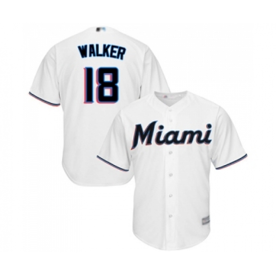 Youth Miami Marlins #18 Neil Walker Replica White Home Cool Base Baseball Jersey - Ujersey
