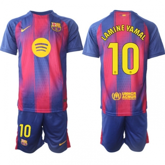 Men FC Barcelona 2026 Soccer Jerseys PinkBlue #10 LAMINE YAMAL