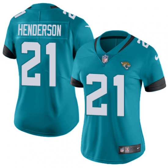 Women's Jacksonville Jaguars #21 C.J. Henderson Teal Green Alternate Stitched Vapor Untouchable Limited Jersey - Ujersey
