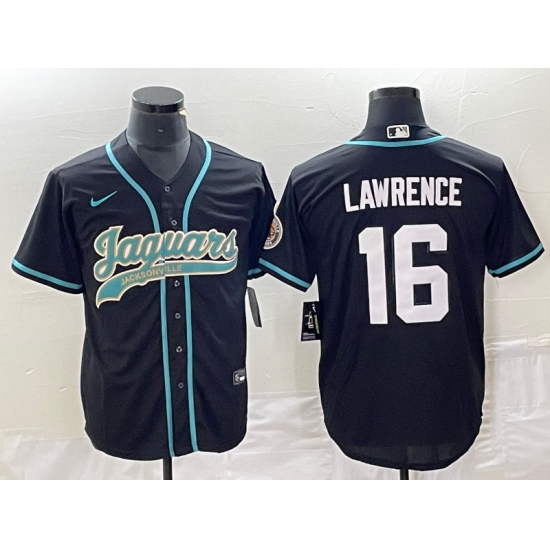 Men's Nike Jacksonville Jaguars #16 Trevor Lawrence Black Cool Base Stitched Baseball Jersey - Ujersey