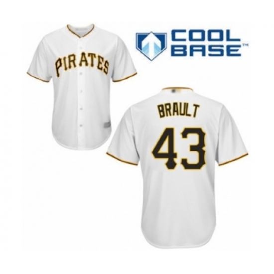 Youth Pittsburgh Pirates #43 Steven Brault Authentic White Home Cool Base Baseball Player Jersey - Ujersey