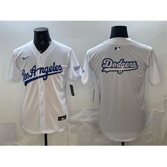 Men's Los Angeles Dodgers Team Big Logo White Alternate Stadium Stitched Baseball Jersey - Ujersey