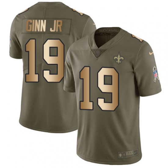 Youth Nike New Orleans Saints #19 Ted Ginn Jr Limited Olive/Gold 2017 Salute to Service NFL Jersey - Ujersey