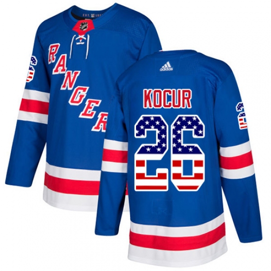 Youth Adidas New York Rangers #26 Joe Kocur Authentic Royal Blue USA Flag Fashion NHL Jersey - Ujersey