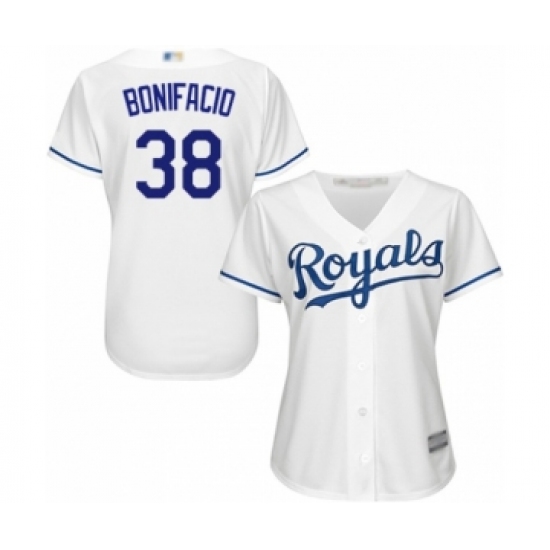 Women's Kansas City Royals #38 Jorge Bonifacio Authentic White Home Cool Base Baseball Player Jersey - Ujersey