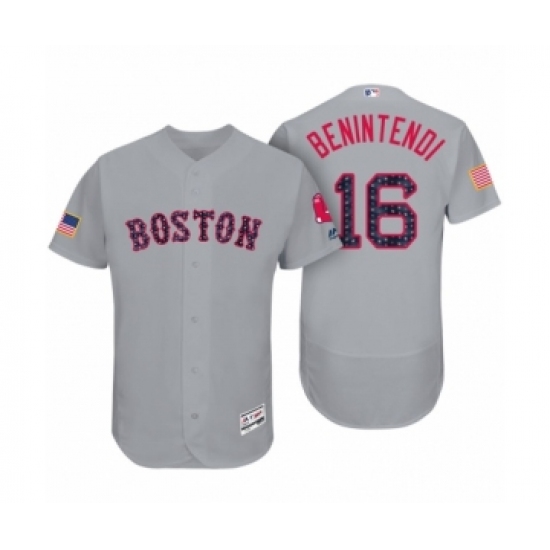 Men Boston Red Sox #16 Andrew Benintendi Gray 2017 Independence Day Flex Base Jersey - Ujersey