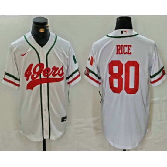 Men's San Francisco 49ers #80 Jerry Rice White Mexico Cool Base Stitched Baseball Jersey - Ujersey