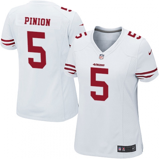 Women's Nike San Francisco 49ers #5 Bradley Pinion Game White NFL Jersey - Ujersey