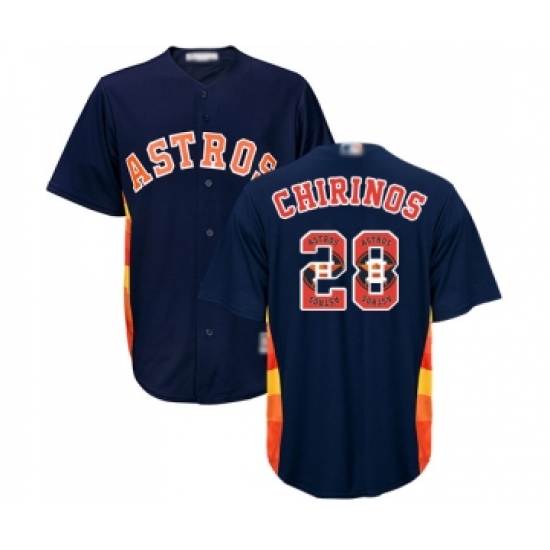 Men's Houston Astros #28 Robinson Chirinos Authentic Navy Blue Team Logo Fashion Cool Base Baseball Jersey - Ujersey