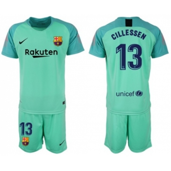 Barcelona #13 Cillessen Green Goalkeeper Soccer Club Jersey