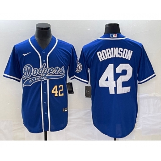 Men's Los Angeles Dodgers #42 Jackie Robinson Number Blue Cool Base Stitched Baseball Jersey - Ujersey