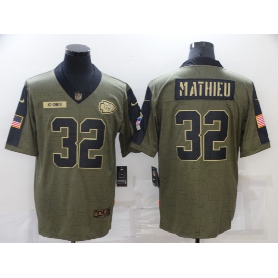 Men's Kansas City Chiefs #32 Tyrann Mathieu Nike Olive 2021 Salute To Service Limited Player Jersey - Ujersey