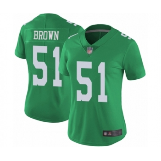 Women's Philadelphia Eagles #51 Zach Brown Limited Green Rush Vapor Untouchable Football Jersey - Ujersey