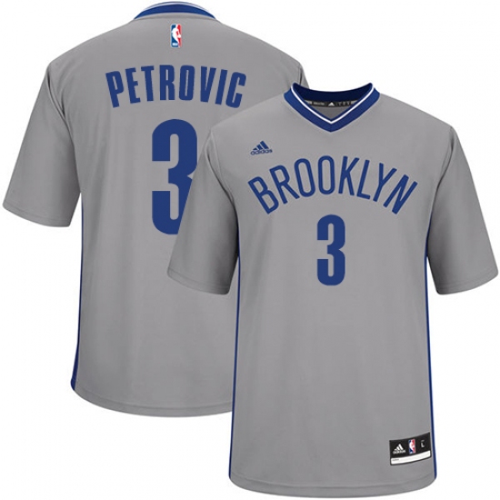 Men's Adidas Brooklyn Nets #3 Drazen Petrovic Authentic Gray Alternate NBA Jersey - Ujersey