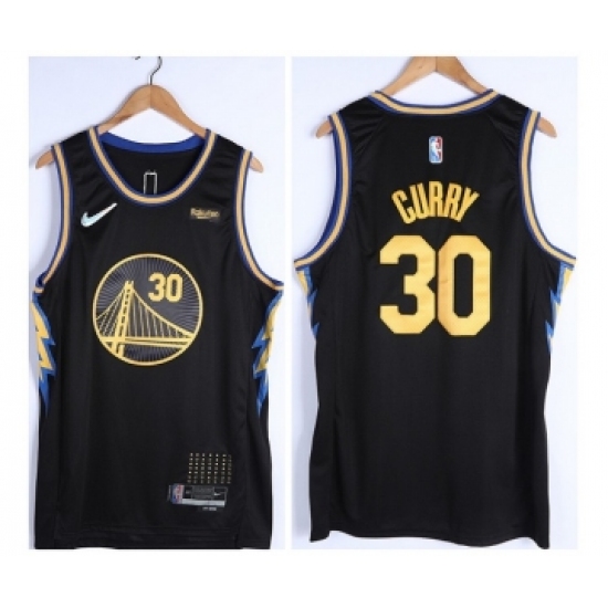 Men's Golden State Warriors #30 Stephen Curry 75th Anniversary Black Stitched Basketball Jersey - Ujersey